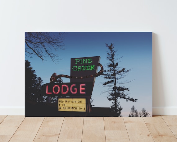 Fine Art Neon Bar Sign Photography Print - Pine Creek Lodge - Montana - Livingston - Western Decor - Western Wall Art - Rustic Art - Boho