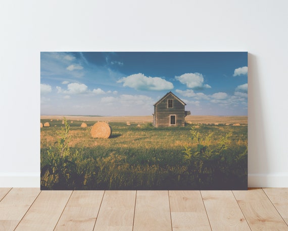 Hay Field Landscape Wall Art | rustic decor | farmhouse decor | large wall art | nature wall art | living room wall art | panoramic wall art