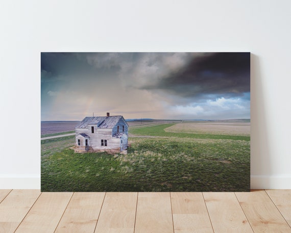 Stormy Landscape and Farmhouse Photography Print - Western Decor - Western Prints - Montana Prints - Farmhouse Decor - Rustic Wall Art - sky