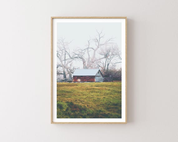 "Country Snow Day" - Rustic Barn and Peaceful Western Landscape Photography