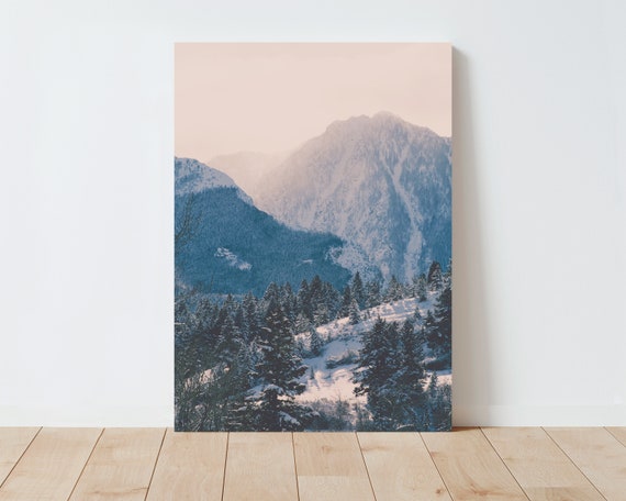 Winter Mountains Landscape Photography - Landscape wall art - cabin decor - mountain wall art - large wall art - living room wall art