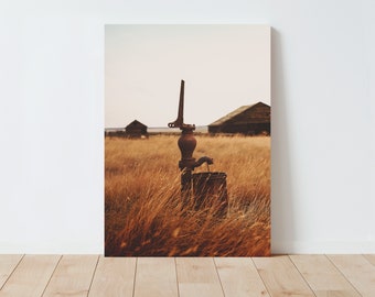Antique Water Pump and Pail Print – Rustic Americana Photography - Large wall art - Western Decor