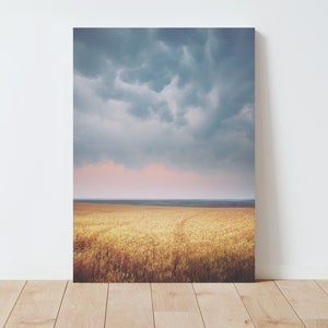 Stormy Skies Landscape Photography - Nature Wall Art - Wheat Field - Boho Decor - Farmhouse Decor - Western Decor - Large wall art - Storm