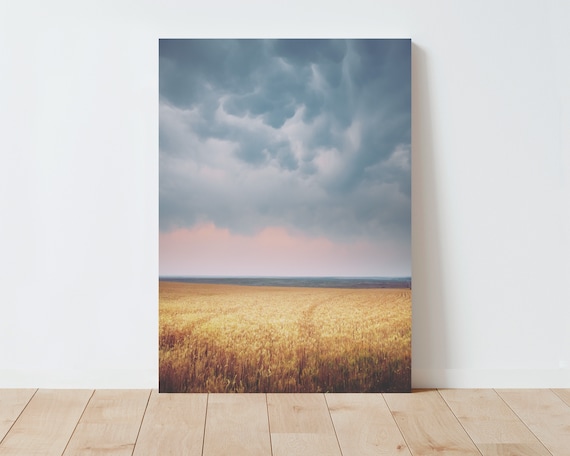 Stormy Skies Landscape Photography - Nature Wall Art - Wheat Field - Boho Decor - Farmhouse Decor - Western Decor - Large wall art - Storm