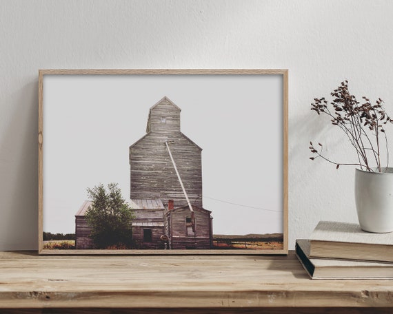 Rustic Decor - Grain Elevator - Americana wall art - landscape wall art - farmhouse decor - living room wall art - large wall art - nature