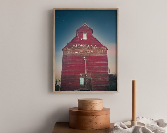 Starry Night Sky and Grain Elevator Photograph | Boho wall art | Large wall art | Farmhouse wall art | rustic wall art | rustic photography