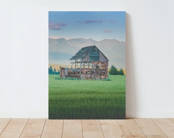 Barn and Wheat Field Landscape Print - Barn Photography - Landscape wall art - Rustic Decor - Farmhouse Decor - large wall art - cabin decor