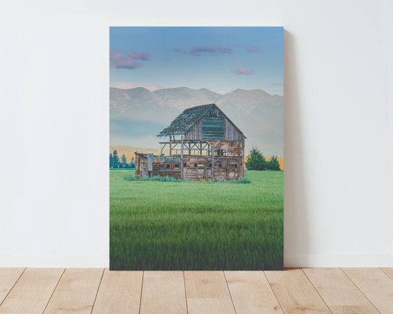 Barn and Wheat Field Landscape Print - Barn Photography - Landscape wall art - Rustic Decor - Farmhouse Decor - large wall art - cabin decor