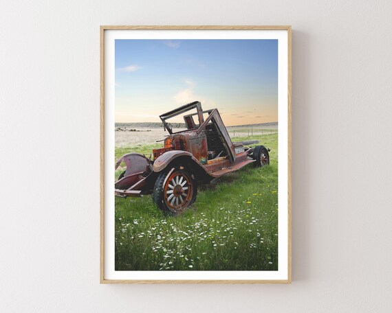 "Time Travelers" - Vintage Abandoned Car Photography Print - Rustic Montana Landscape Art - Rural Americana - Large wall art - Western decor