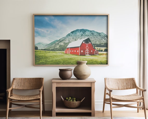 Fine Art Barn and Mountain Barn Photography - Red Barn wall art - Modern Farmhouse Prints - Western Wall Art - Rustic Decor - Large wall art