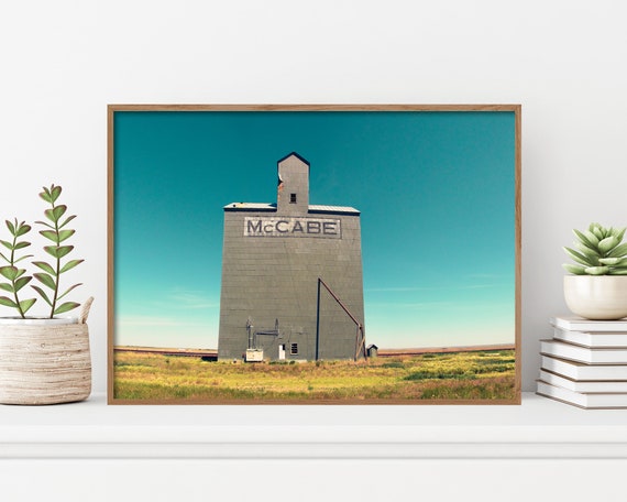 Colorful Grain Elevator Photograph | rustic wall art | large wall art | countryside | landscape | modern farmhouse art | montana photography