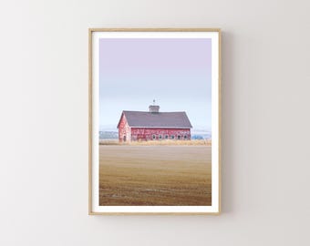 Western Sunset Landscape with Rustic Red Barn - Large wall art - Landscape Print - Western Art - Western photography - Old Barn wall art