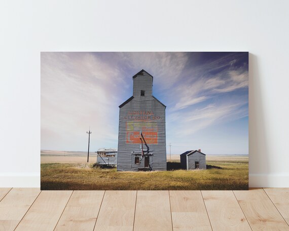 Grain Elevator and Peaceful Landscape - Rustic Decor - Farmhouse Decor - Western Decor - Large wall art - Panoramic - living room wall art