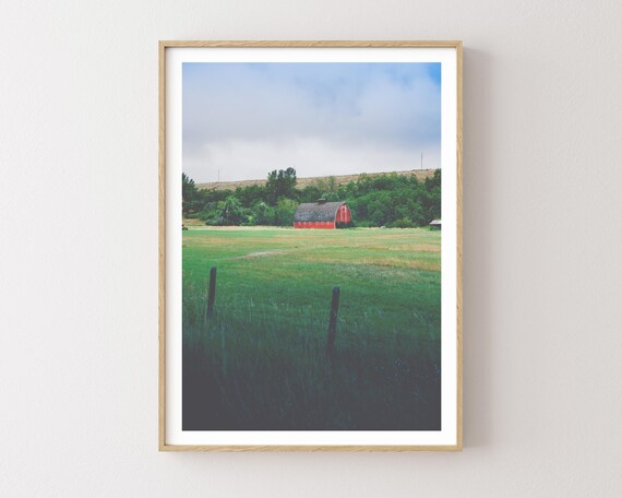 "September Song" - Red Barn Photography Print - Rural Montana Landscape Art - Rustic Farmhouse Wall Decor - large wall art - western print
