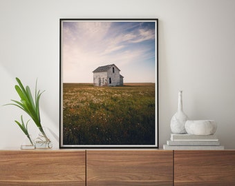 Farmhouse and Countryside Landscape Photography | Large Wall Art | Wildflower | Meadow | Colorful | Landscape | Rustic wall art | boho