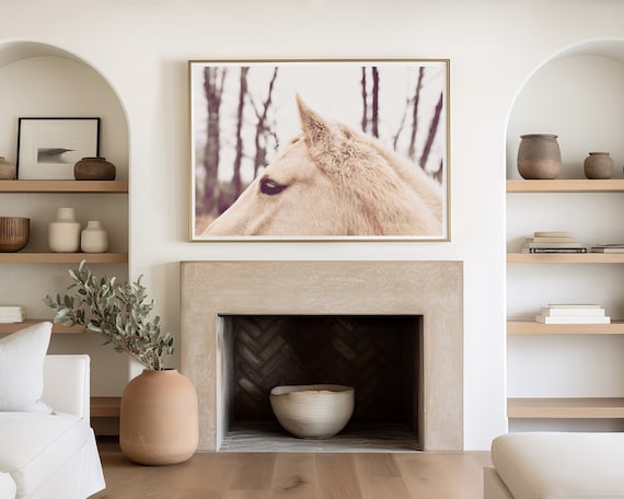 Fine Art White Horse Photography Print - Horse Wall Art - Western Decor - Western Wall Art - Farmhouse Decor - Large wall art - Boho Decor