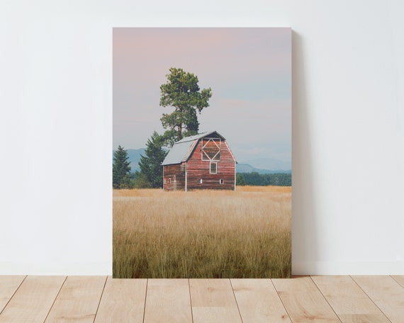 Rustic Red Barn and Landscape Photography - Landscape wall art - Farmhouse Decor - Barn Wall Art - Western Decor - Rustic Decor - Americana