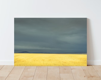 Fine Art Wheat Field and Storm Landscape Photography - Western wall art - western decor - Farmhouse Decor - Minimalist Landscape - Moody Sky