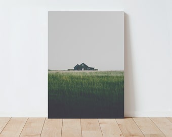 Rainy Landscape and Old Barn Photography Print - Landscape wall art - rustic decor - farmhouse decor - moody landscape - large wall art