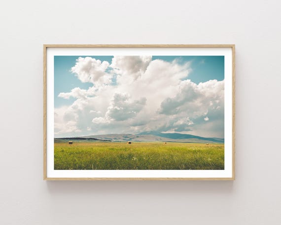 "First Cut" - Wheat Field and Clouds Western landscape Print