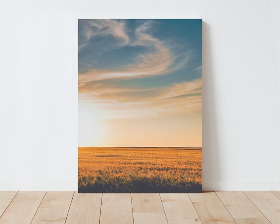 Wheat Field Sunset Landscape Photography - Landscape wall art - Large wall art - Farmhouse Decor - Western Decor - living room wall art