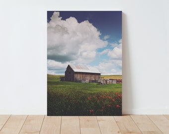 Rustic Barn and Wildflower Print: South Dakota Landscape Photography