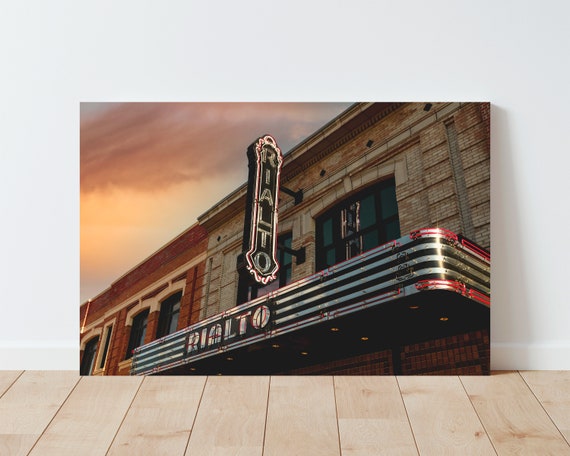 Neon Sign Photography Print - Vintage Signage wall art - Neon sign wall art - Theater Sign - Bozeman - Montana - Rialto - large wall art