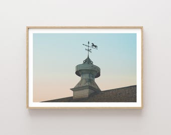 Rustic Horse Weathervane Print, Farmhouse Barn Photography