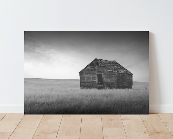 Rustic Barn Black and White Photography Print - Rustic Decor - Farmhouse Decor - Western Decor - Landscape Wall art - Living Room wall art