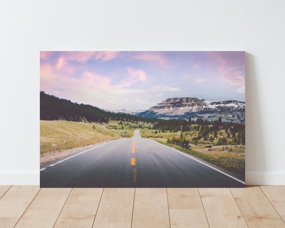 Mountain Landscape Photography - Highway - Mountain Wall Art - Nature Photography - Nature wall art - Panoramic Landscape - Wyoming - Sunset