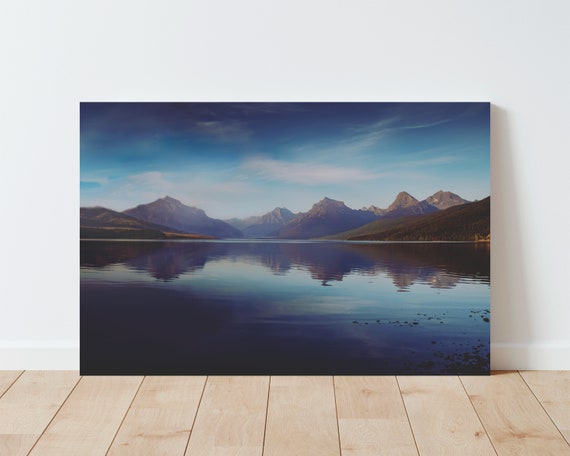 Moody Mountain Lake Landscape Photography - Glacier National Park - Western wall art - Landscape wall art - Nature wall art - large wall art