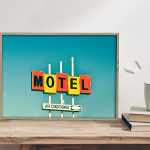 Vintage Motel Sign Wall Art - Mid Century Modern Wall Art - Large Wall Art - Living Room Wall Art - Bedroom Wall Art - rustic decor