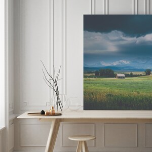 Stormy Mountains and Barn Landscape photography - barn wall art - barn photography - mountain print - mountains wall art - western decor
