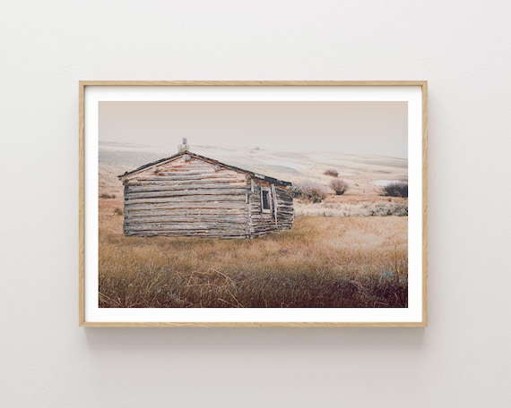 "All That Remains" - Foggy Landscape and Rustic Log Cabin Photography