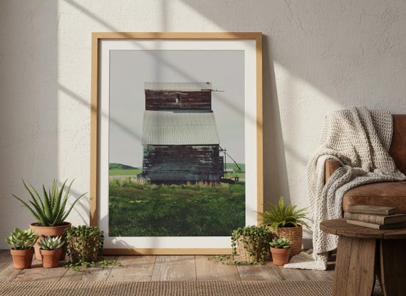 "Early Morning" - Rustic Weathered Grain Elevator Landscape Photography, Western Wall Art