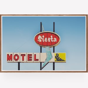 Vintage Neon Sign Photography - Western Decor - Western Wall Art - Large wall art - Mid Century Modern wall art - Motel Sign Print - Boho