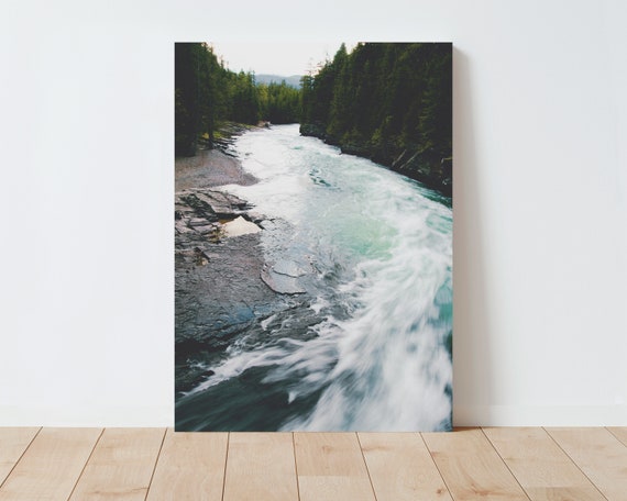 Rushing River Woodland Landscape - Photography Print - Large wall art - Nature wall art - Mountain Landscape - Forest - Glacier Park Montana