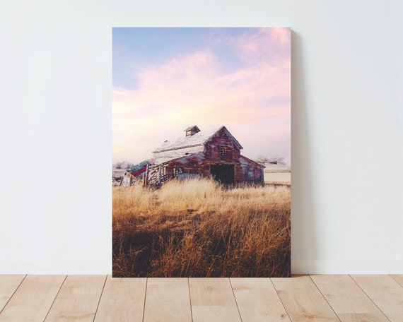 Old Rustic Barn and Countryside Landscape - Western Decor - Rustic Decor - Farmhouse Decor - Landscape wall art - barn wall art - barn print