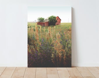 Little Red Barn and Colorful Rural Landscape Print - Landscape wall art - Landscape photography - barn wall art - rustic decor - wildflowers