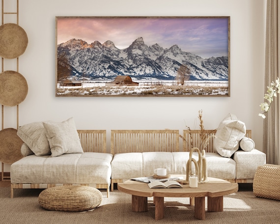 Mountain Wall Art  - Panoramic Wall Art - Landscape wall Art - Tetons National Park - Wyoming - Oversized wall art - Large wall art - Nature