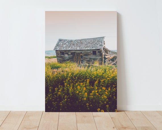 Rustic Cabin and Summer Landscape Photography - Western Wall art - Folk Photography - Wildflowers - Large wall art - Modern Farmhouse Decor