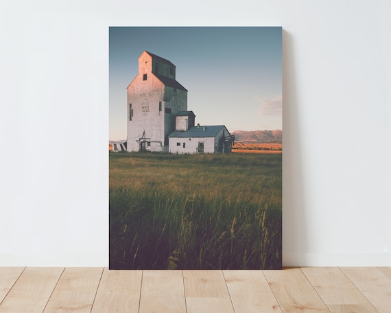 Grain Elevator and Rural Landscape Wall Art - Landscape wall art - Rustic Decor - Farmhouse decor - living room wall art - large wall art