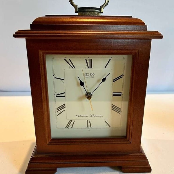 Vintage Sieko Quartz Westminister Whittington Wooden Mantel Chime Clock