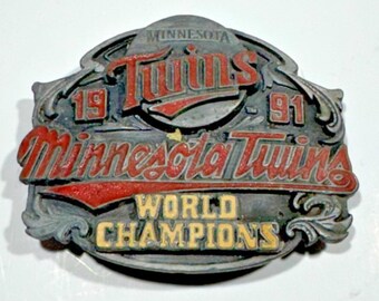 Minnesota Twins Baseball 1991 World Series Cup Gürtelschnalle Sammler VTG