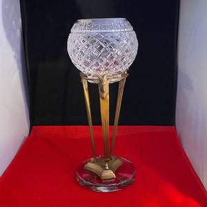 Vintage Rose Bowl, Crystal Rose Bowl, Vintage Blown Glass Bowl, Crystal Candle Holder, Glass Vase,  Elegant Centerpiece Bowl