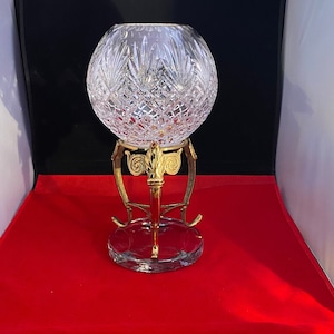 Vintage Rose Bowl, Crystal Rose Bowl, Vintage Blown Glass Bowl, Crystal Candle Holder, Glass Vase,  Elegant Centerpiece Bowl
