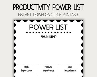 Lista de tareas imprimible / Planificador de listas de tareas PDF / Plantilla de lista de tareas / Lista de tareas ipad / Plantilla de lista de tareas simple / Volcado de cerebro de productividad