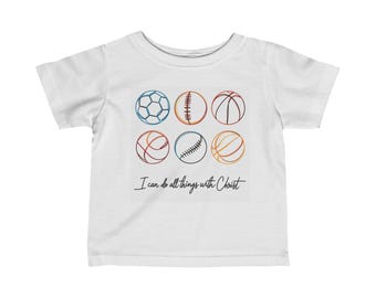 I Can Do All Things Sport, Babykleidung, Kleinkind-Jungen-Kleidung, Kinder-Grafik-T-Shirt, Baby-Dusche-Geschenk Junge, Jungen-Kleidung, Kleinkind-Jungen-Shirt