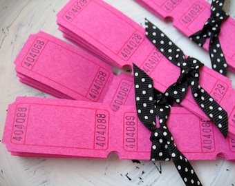 100 Blank Carnival Tickets - Hot Pink