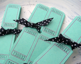 100 Blank Carnival Tickets - Minty Green